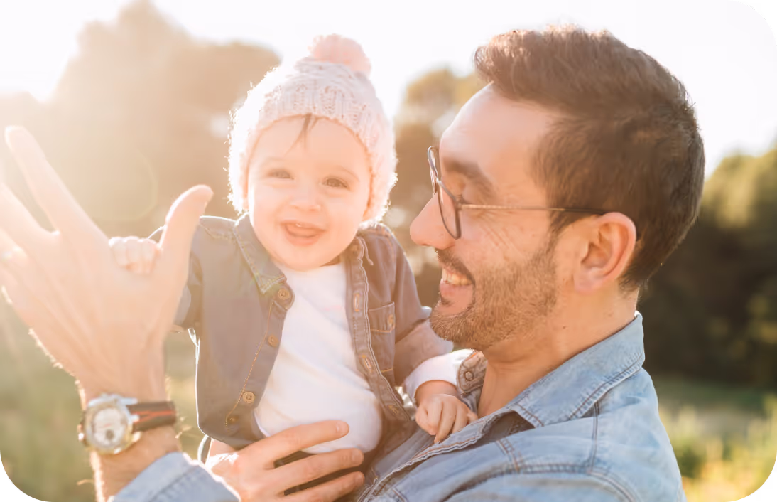 Parent and child happy playing outside