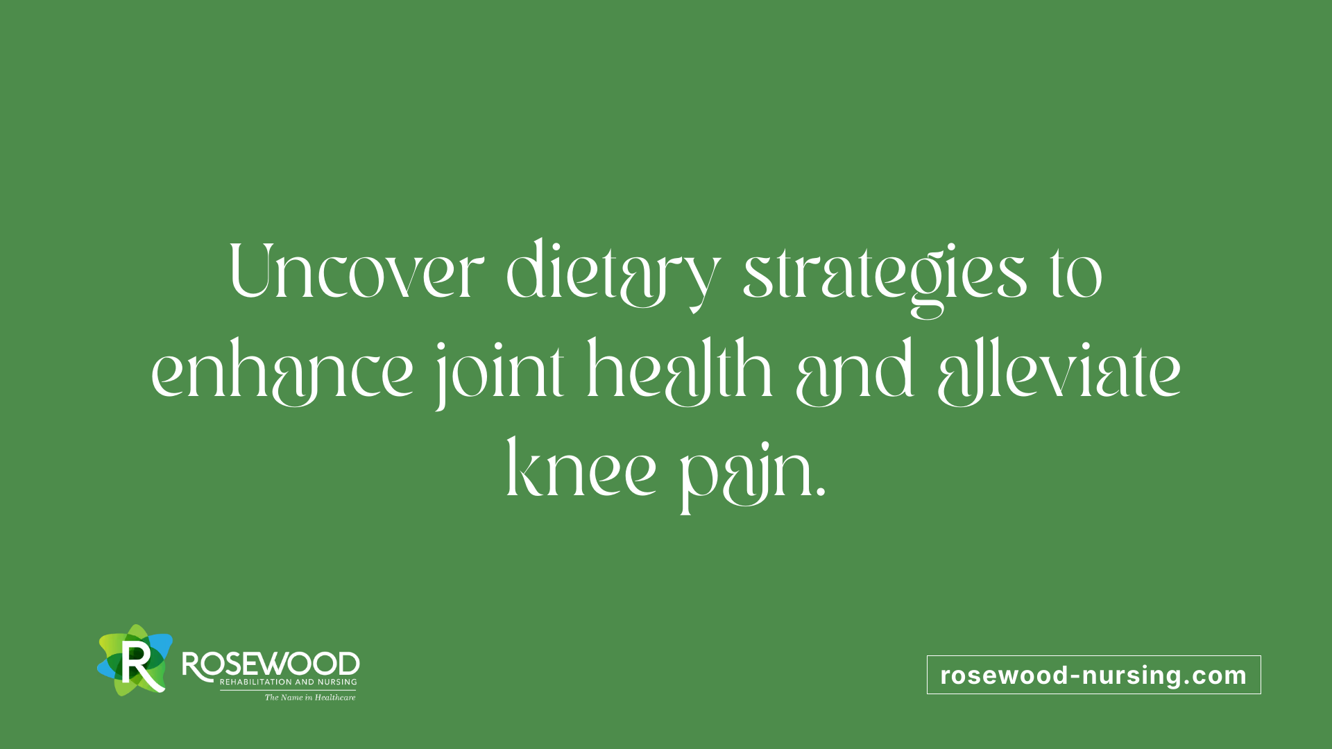 Uncover dietary strategies to enhance joint health and alleviate knee pain.