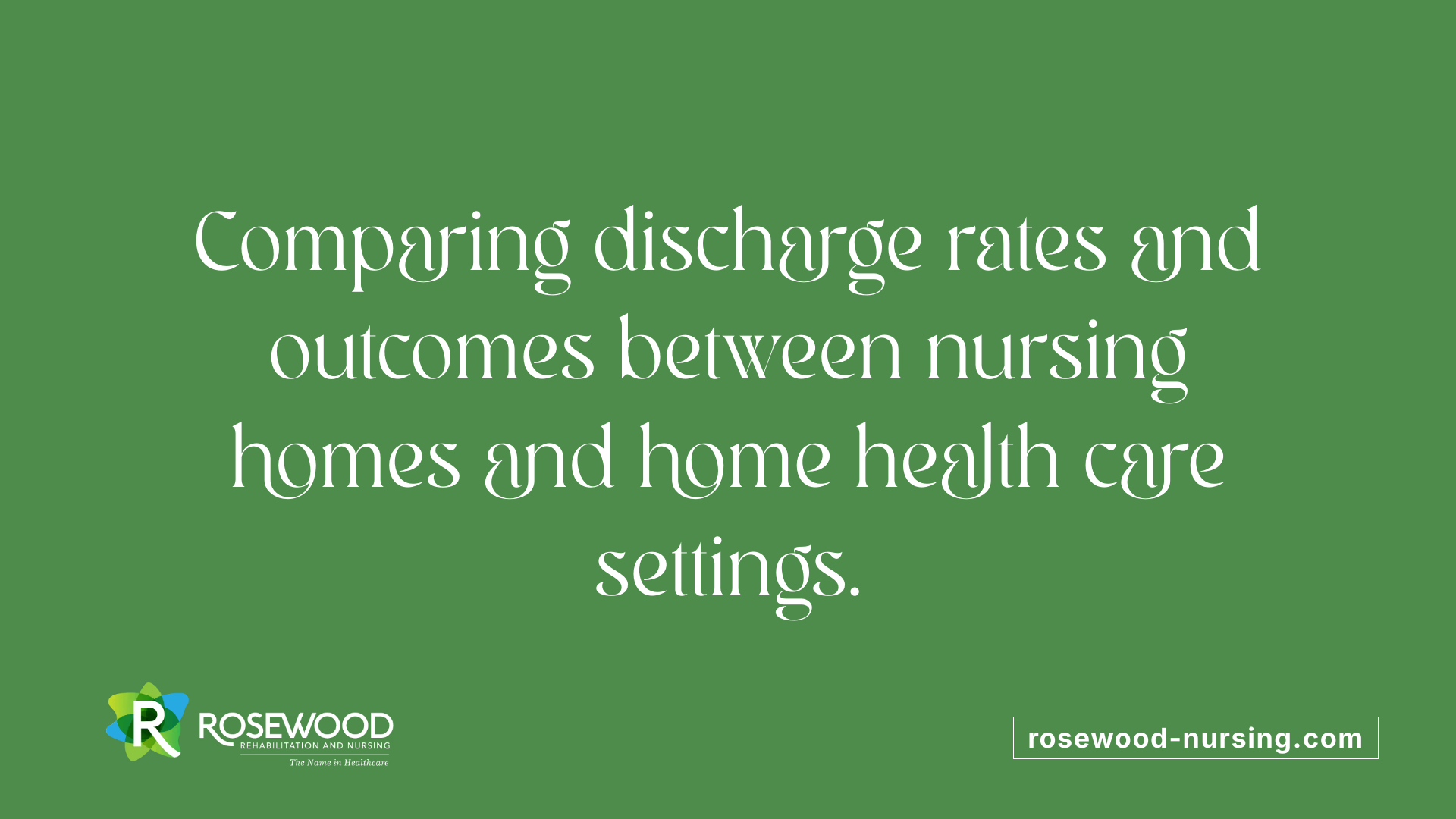 Comparing discharge rates and outcomes between nursing homes and home health care settings.