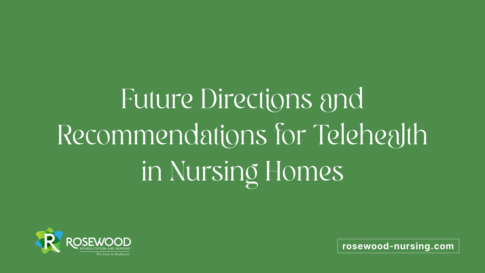 Future Directions and Recommendations for Telehealth in Nursing Homes