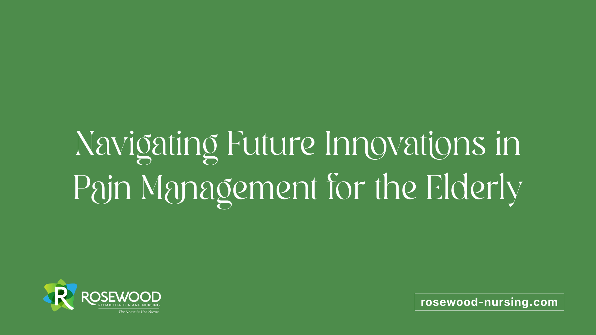 Navigating Future Innovations in Pain Management for the Elderly