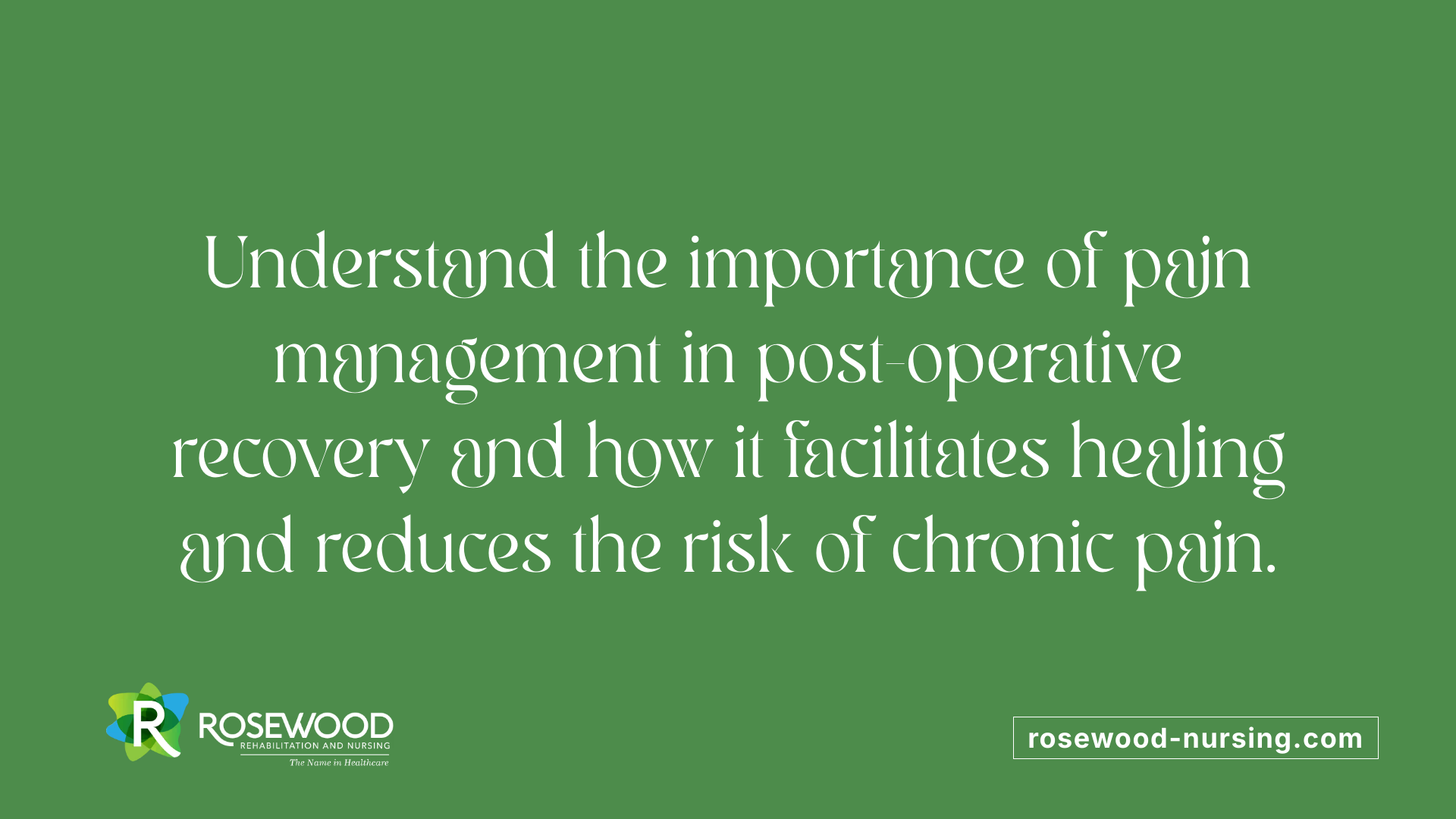 Understand the importance of pain management in post-operative recovery and how it facilitates healing and reduces the risk of chronic pain.