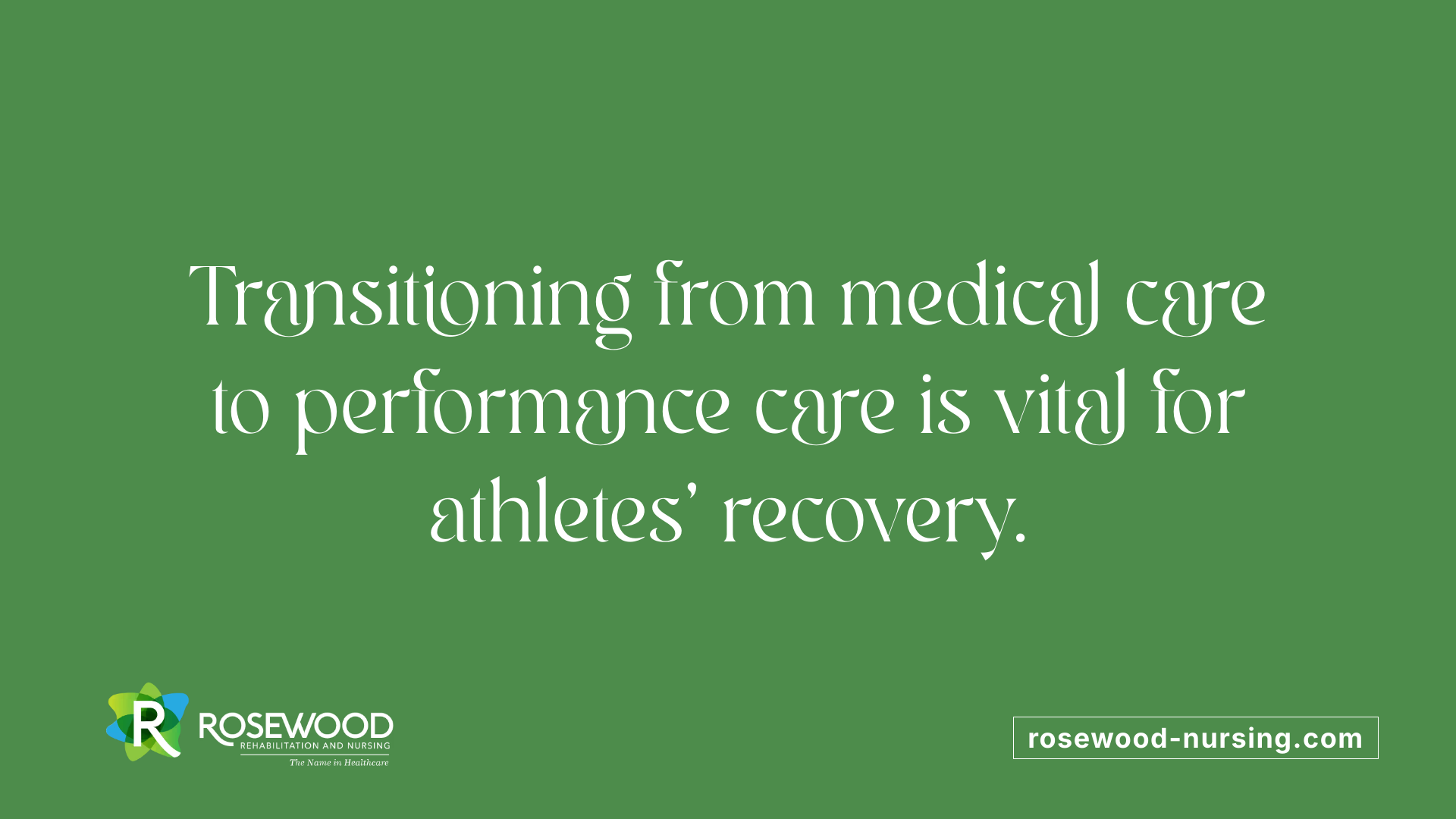 Transitioning from medical care to performance care is vital for athletes' recovery.