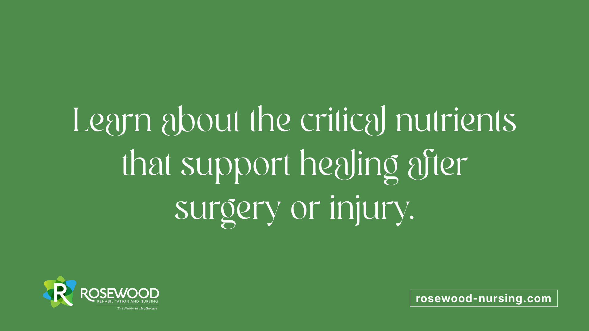 Learn about the critical nutrients that support healing after surgery or injury.