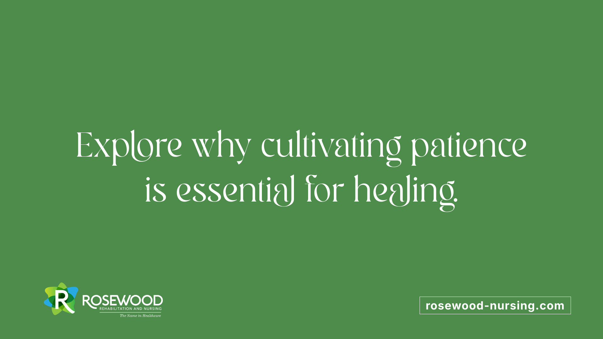 Explore why cultivating patience is essential for healing.