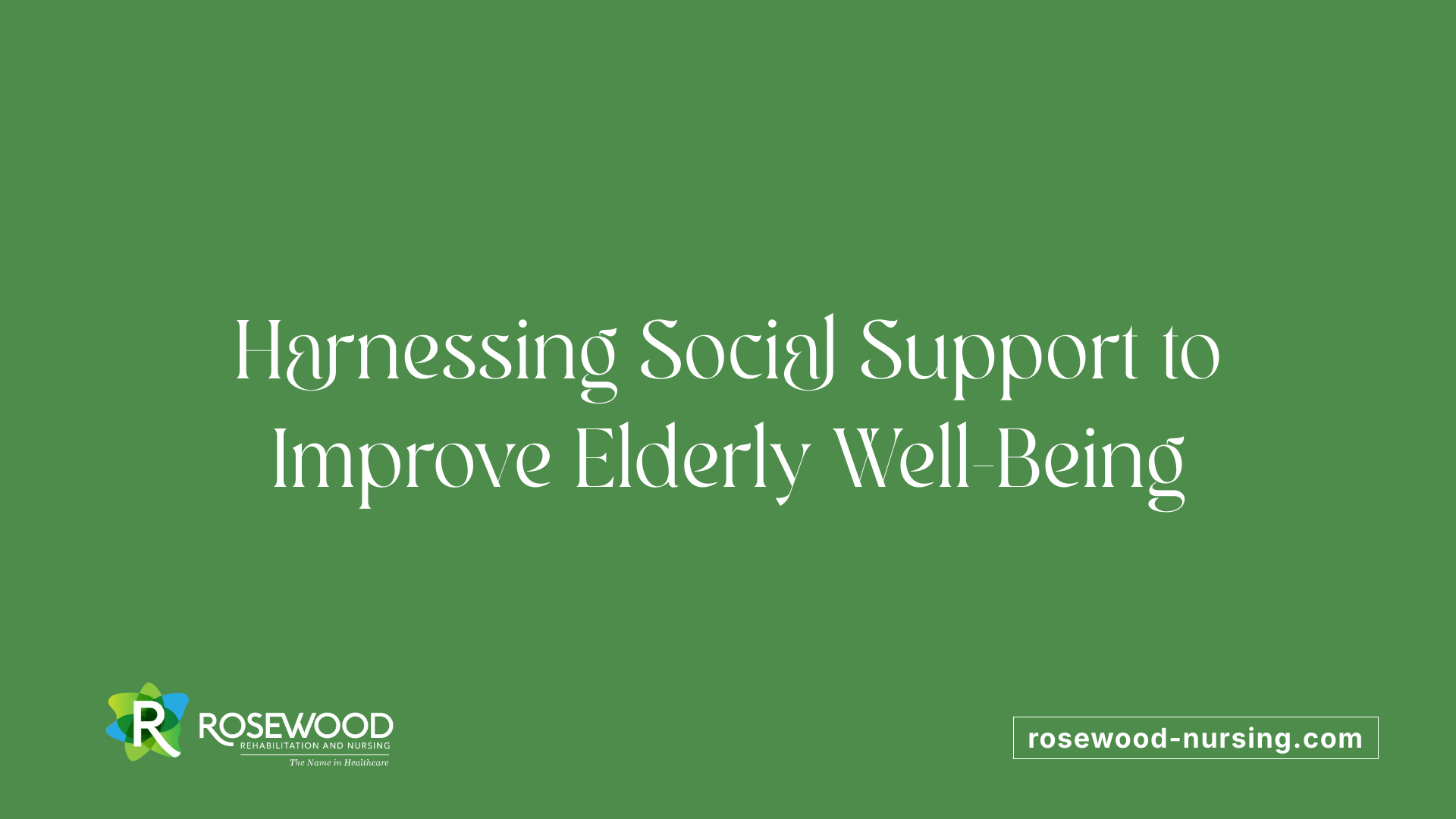 Harnessing Social Support to Improve Elderly Well-Being