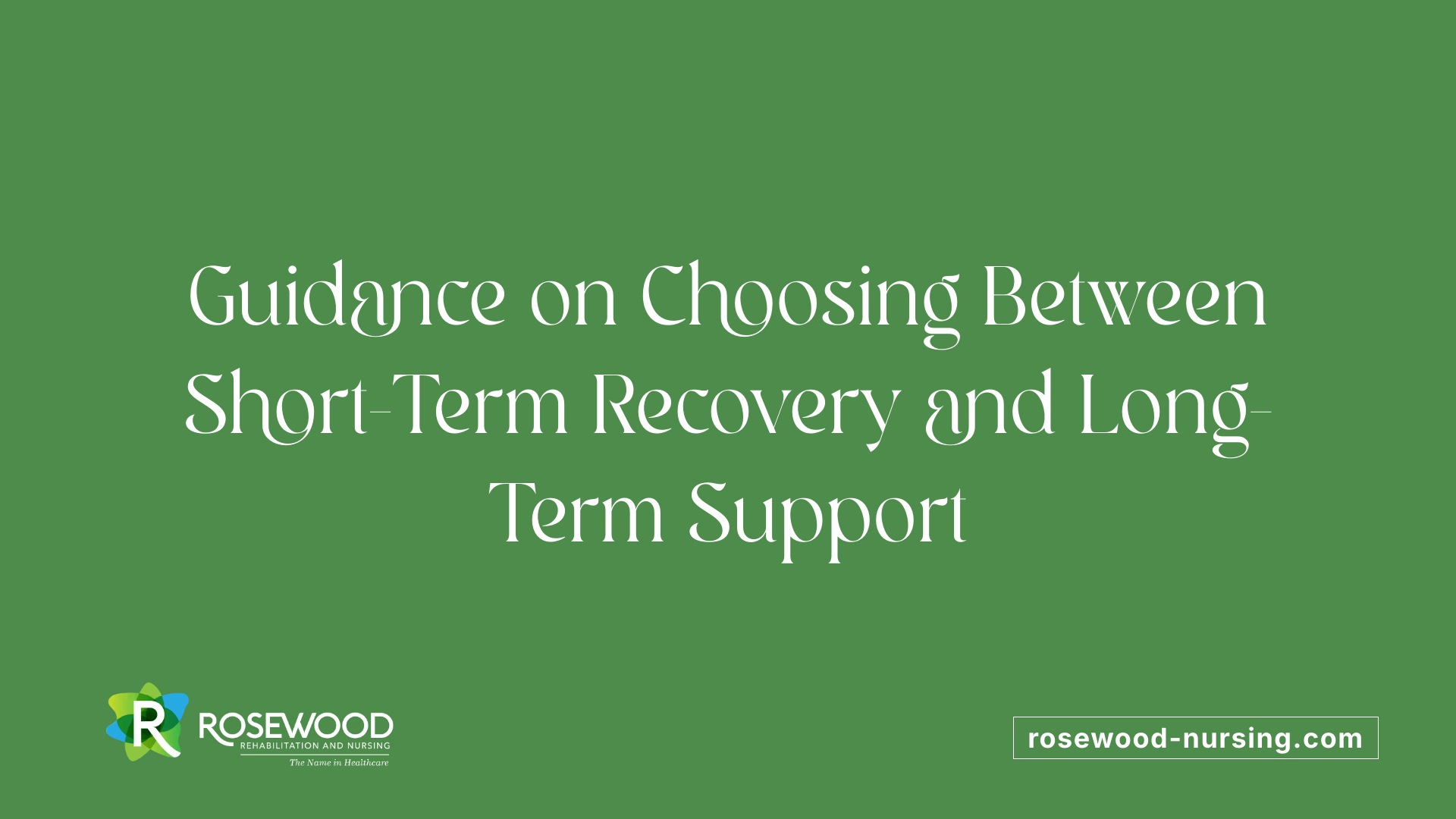 Guidance on Choosing Between Short-Term Recovery and Long-Term Support