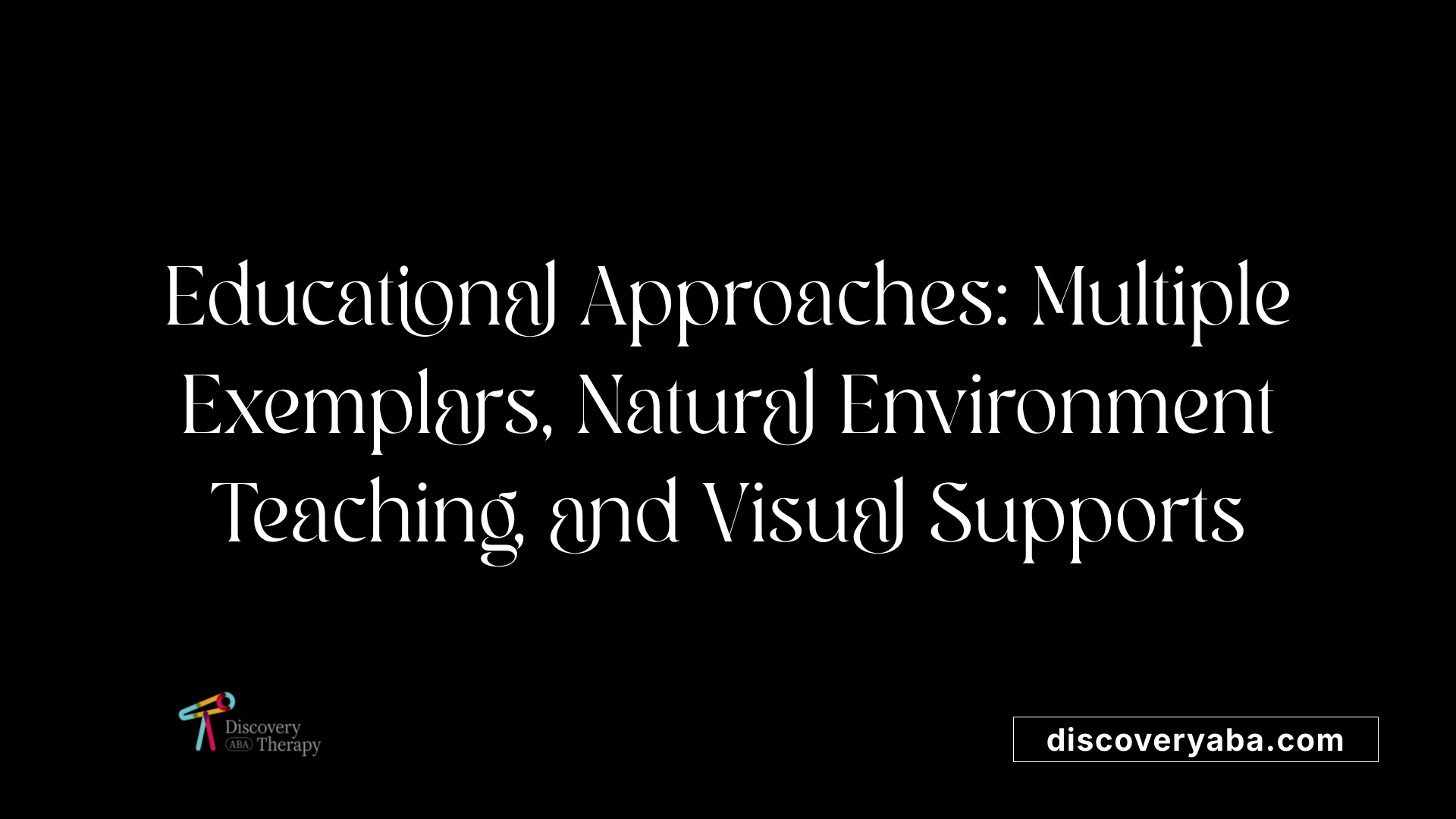 Educational Approaches: Multiple Exemplars, Natural Environment Teaching, and Visual Supports