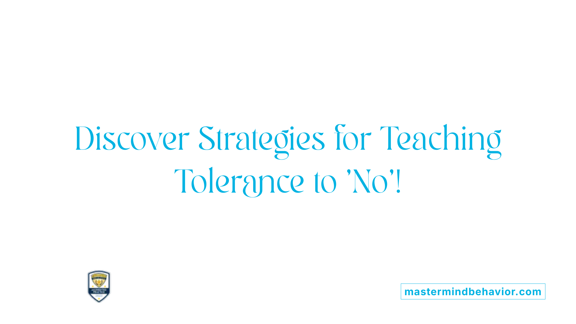 Discover Strategies for Teaching Tolerance to 'No'!